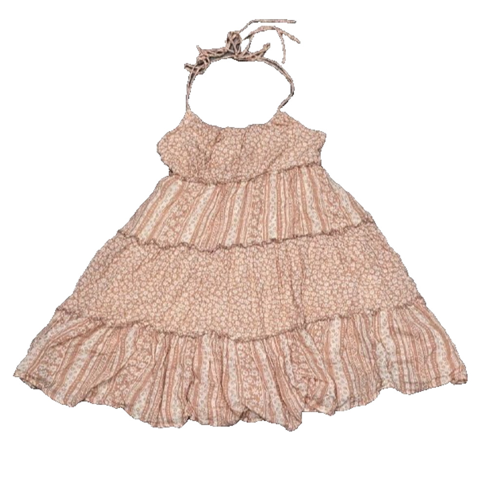 Illa illa ivory Beige floral cotton babydoll preppy Y2K mini dress M A005904